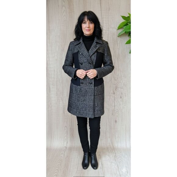 Betsey Johnson Houndstooth Princess Cut Wool Overcoat 8 - Picture 2 of 12